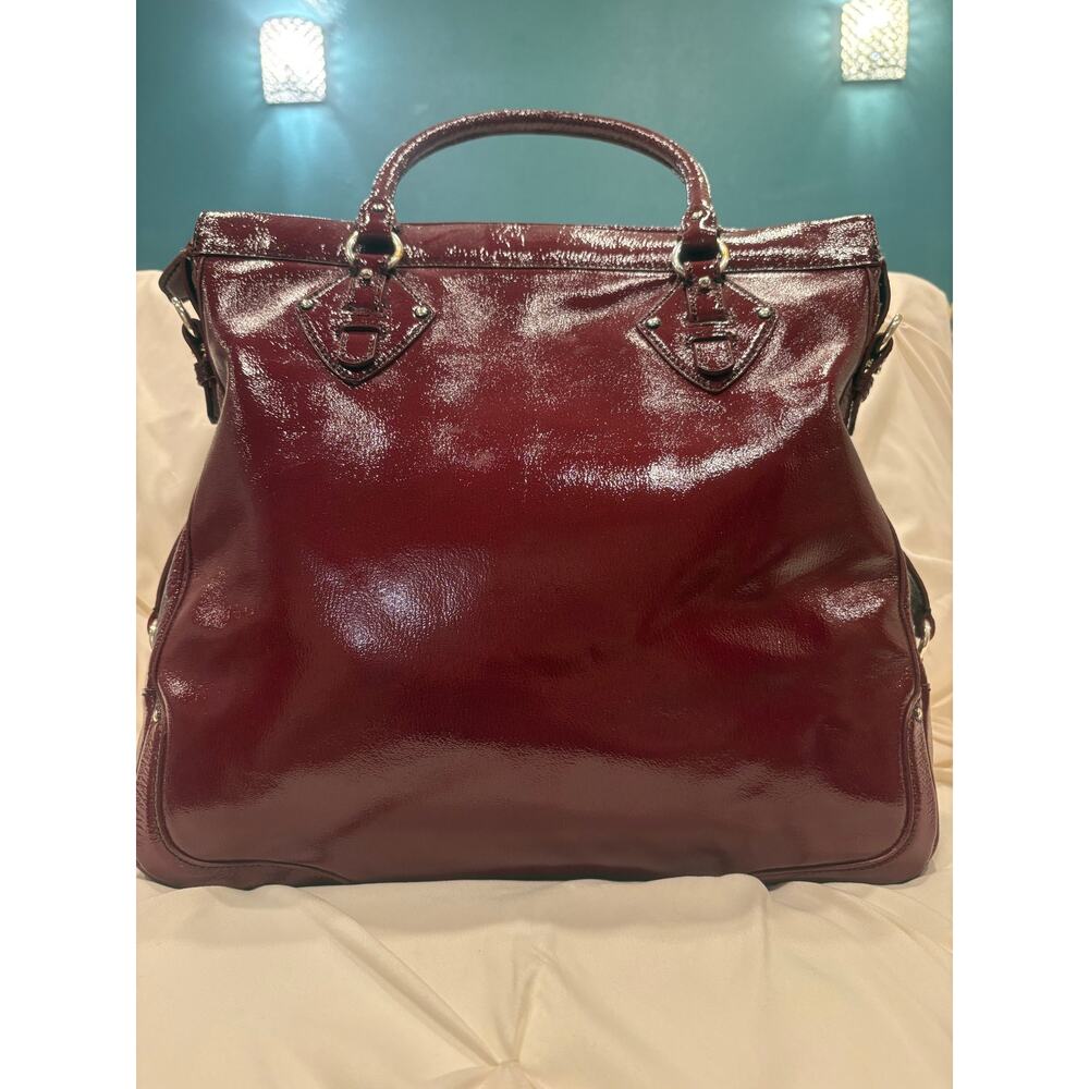 Ann Taylor Deep Red Patent Leather Satchel Shoulder Bag EUC